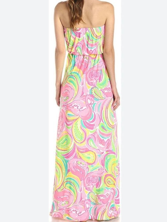 Lilly Pulitzer Dresses & Skirts - LILLY PULITZER WOMENS MARLISA MAXI DRESS STRAPLESS PINK XS